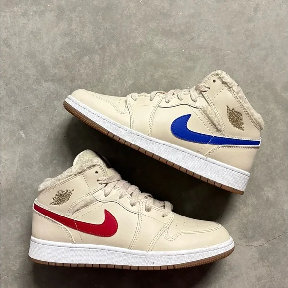 $250 Nike Air Jordan Mid Utility Fleece in Beige
